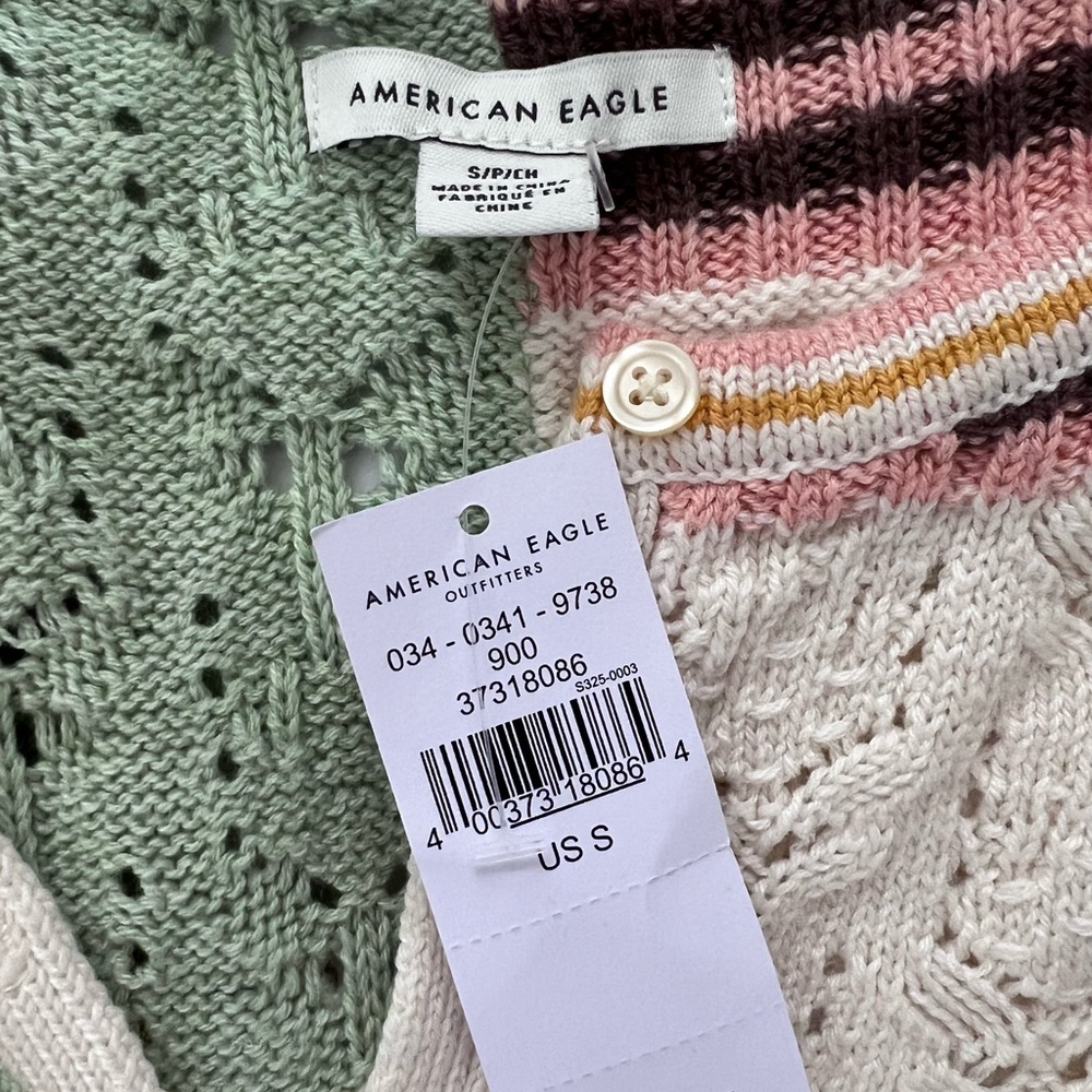 American Eagle Patchwork Button-Up Sweater Vest Small - Picture 6 of 6